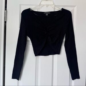 Baletcore Twist-front Long Sleeve Crop Top